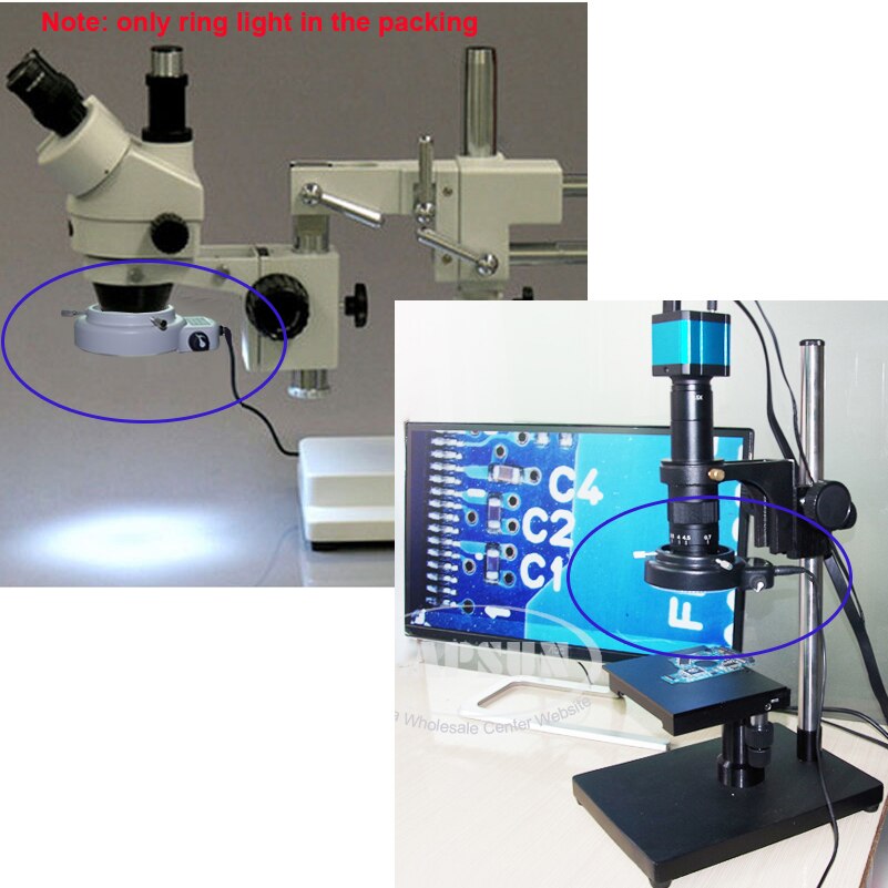 Einstellbar 6500K 5500K 144 LED Ring Licht illuminator Lampe Fo Industrie Stereo Mikroskop Objektiv Kamera Lupe 110V-240V Adapter