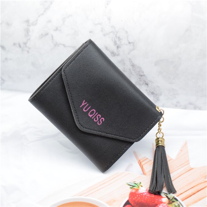 Portemonnee dames/heren pu leer rood/zwart/grijs/groen/paars/roze dames portemonnee slanke dames portemonnee kaarthouder hoesje: Zwart