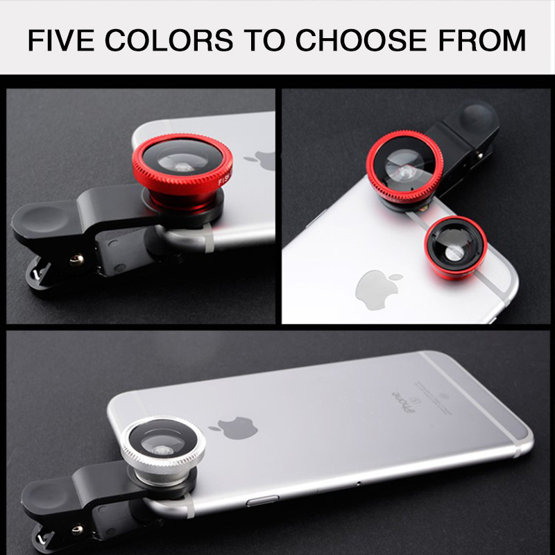 3in1 Fisheye Phone Lens 0.67X Wide Angle Zoom Fish Eye Macro Lenses Camera Kits With Clip Lens On The Phone For Smartphone