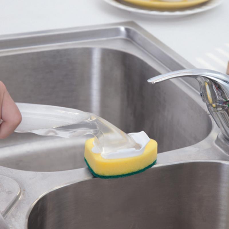 2 szt. Uchwyt magiczna gąbka podkładka szczotka szczotka robić czyszczenia kuchni wymiana głowy gąbka robić mycia naczyń płuczka czyszczenie narzędzia