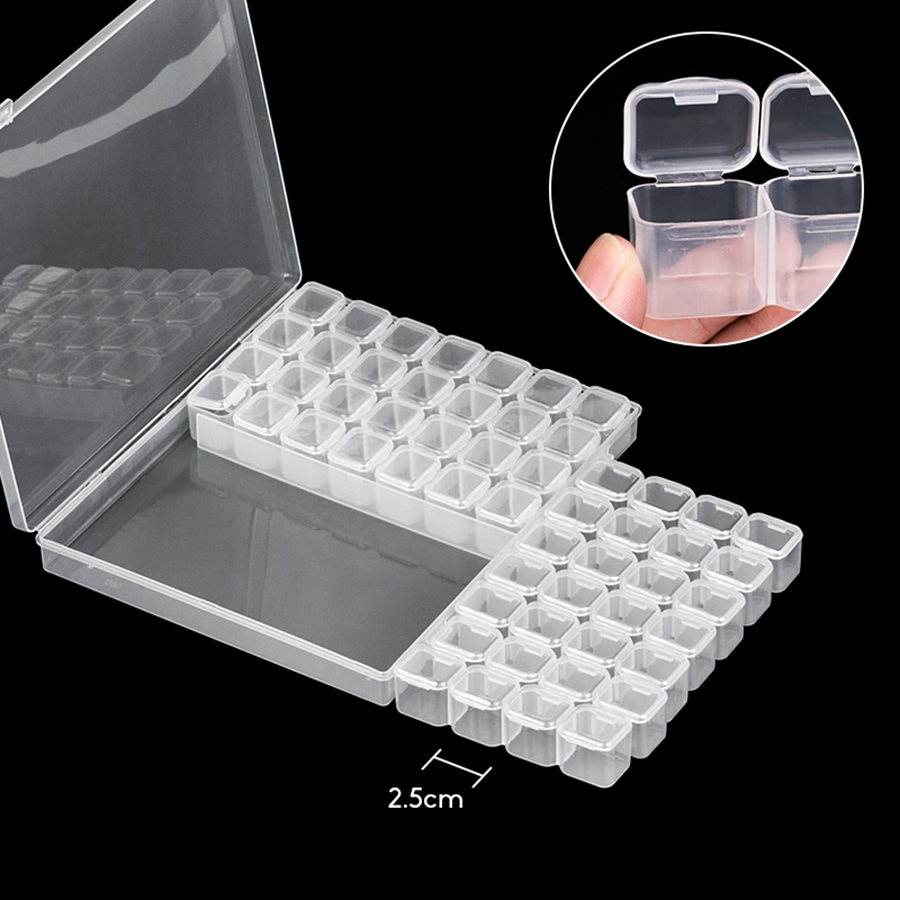 28/56/64 Grids Diamond Painting Storage Box Tool Accessories Bead Container Rhinestone Diamond Embroidery Stone Organizer