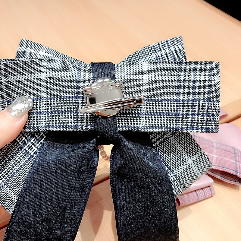Pearl Ribbon Bow Brooch Collar Necktie Accessories Corsage Pins Shirt Collar Neck Tie Bowknot Brooches for Women Jewelry