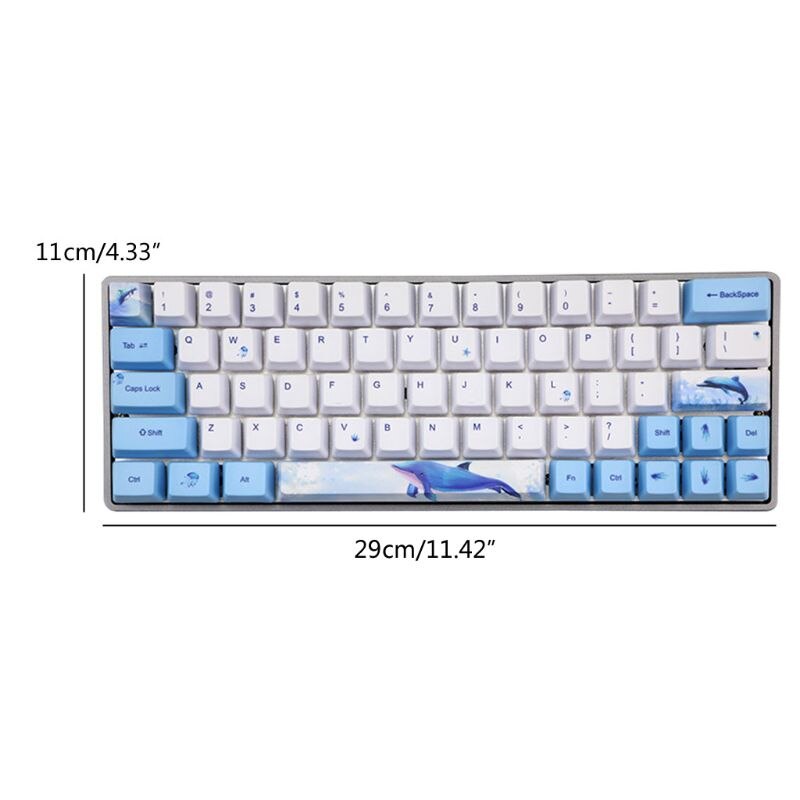 PBT Keycap Set - Dye-Sublimation Whale & Ink Plum - OEM Profile - For GH60 GK64 Mechanical Keyboards