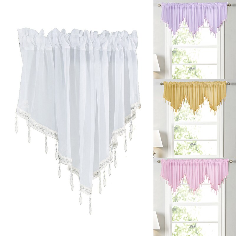 130x60cm kształt trójkąta kutas jednokolorowe zasłony okno lambrekin zasłona przez pręt strona główna sypialnia kuchnia dekoracja okna