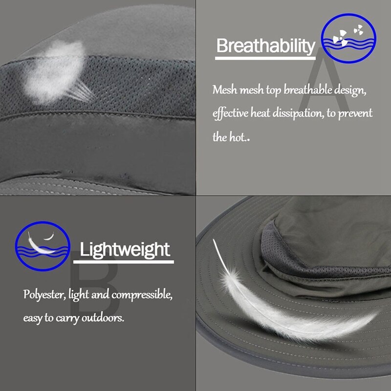 Sombrero de pesca gorro de verano cuello protección solar ala ancha de secado rápido gorra de sol pesca escalada hombres sombrero con cuerda