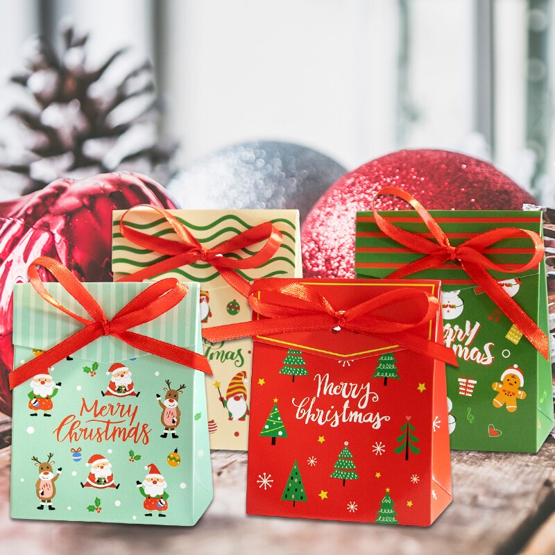 Christmas Advent Calendar Set Countdown Paper Box Winter Party Favor Treats Packaging Candy Pouch Wrap with Xmas Stickers