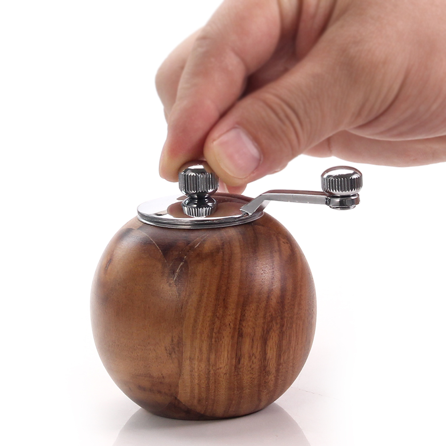 Molinillo de sal y pimienta de madera, molino Manual de sal y pimienta, esférico, agitador con Rotor de cerámica ajustable, herramienta de cocina