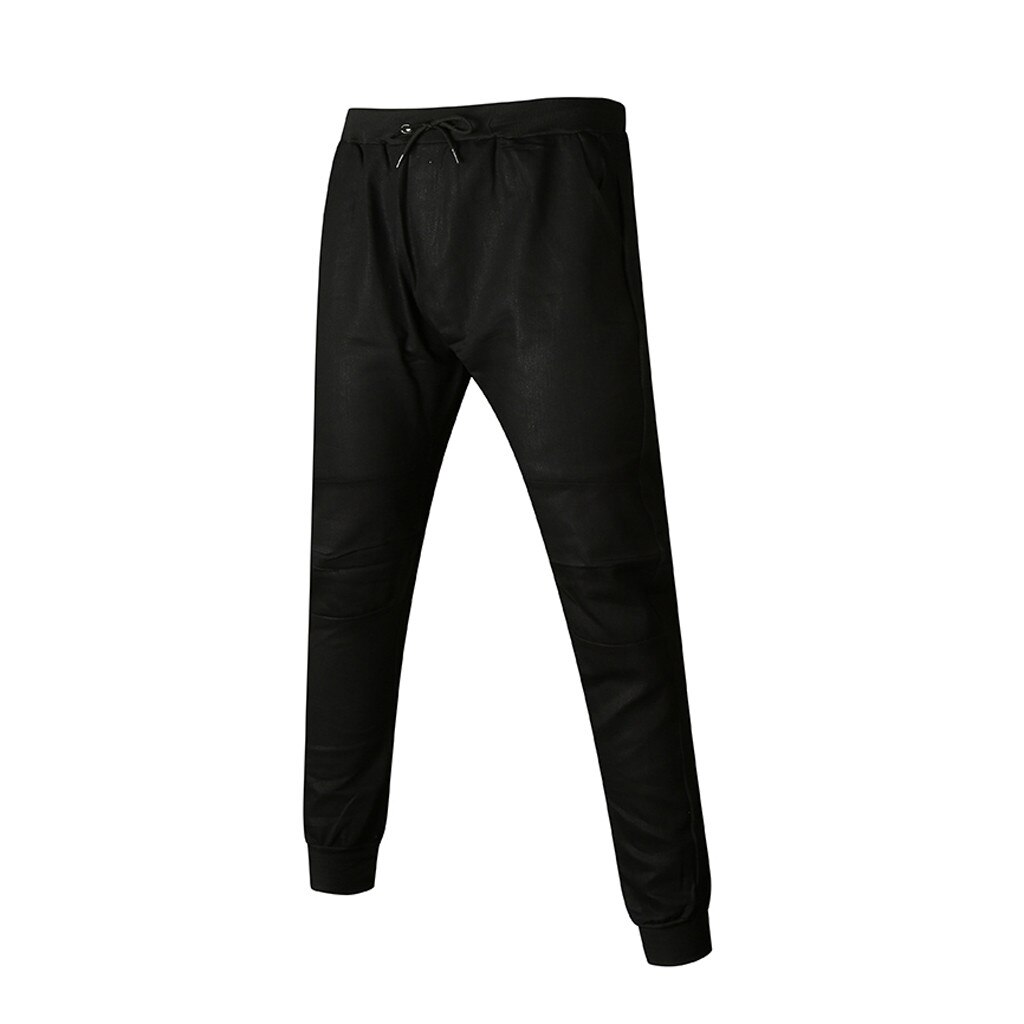 Pants Men SweatPants Mens Casual Fitness Bodybuilding Pocket Denim Skin Full Length Sports Pants Pantalones Hombre: Black / M