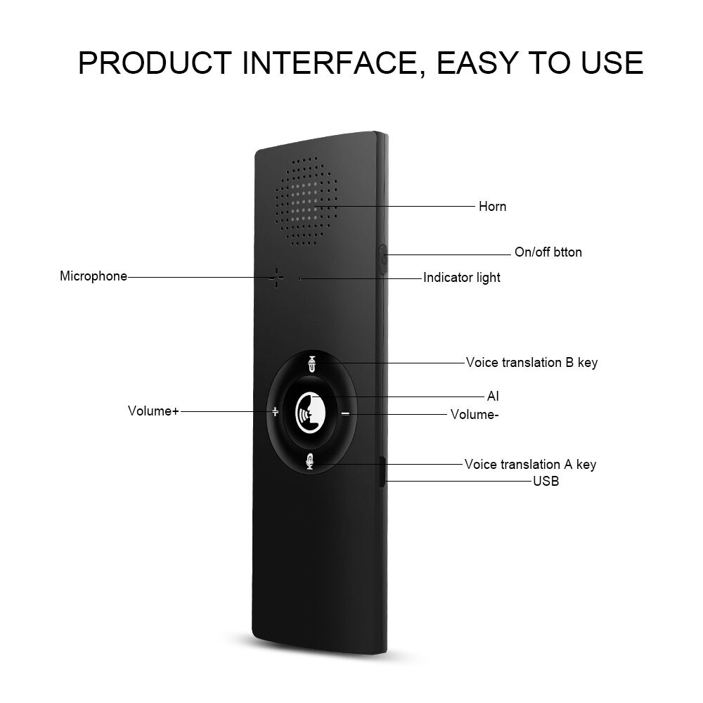 T6 Vertaler Multi-Talen Smart Instant Toespraak Offline Bluetooth Draagbare Luid Geluid Lange Standby-tijd