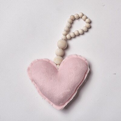 Babykamer Decoratie Kralen Speelgoed Crib Tent Decoratieve Snaren Speelgoed Decor Ornamenten Houten Kralen Moon Star Kids Baby Room Decor: pink heart