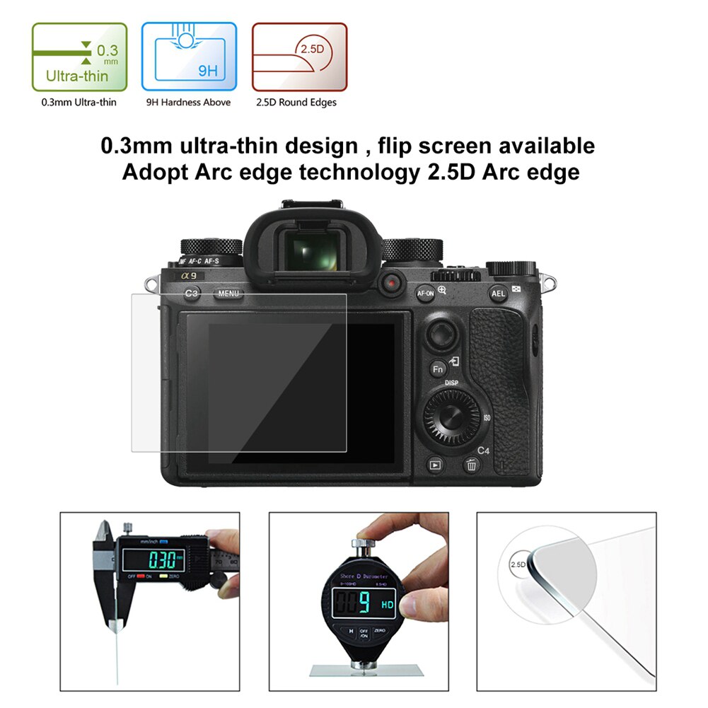Puluz 9h herdet glass lcd-skjermbeskytterfilm egnet til sony ilce -9 a9 a6000/a6300 rx100/a7 m 2/a7r/a7 r 2 kameraskjerm