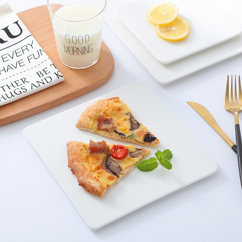 Ceramic Japanese Sushi Pizza Plate White Porcelain Cake Bread Tray Kitchen Dessert Plate Baking Tableware
