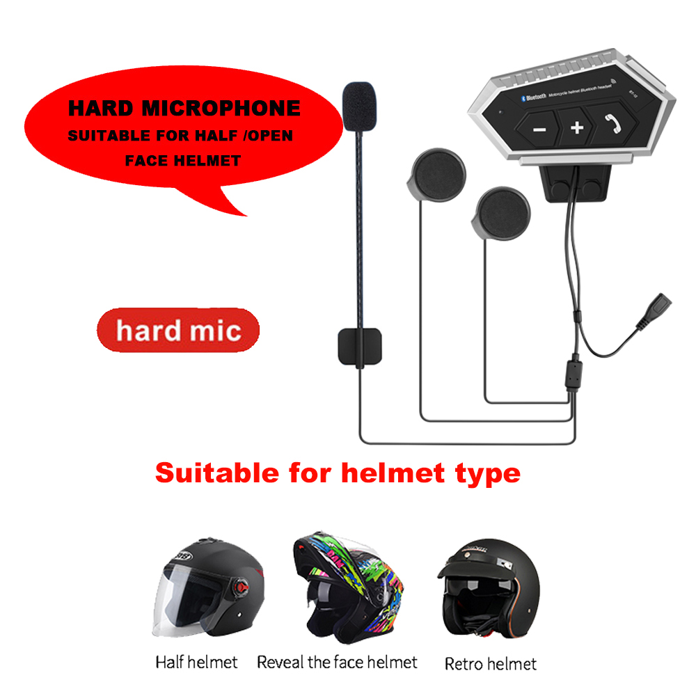 Bluetooth Headset Helmet Headset Bluetooth 5.0 Helmet Headphone Bluetooth Motorcycle Microphone Built-In 2000mAh Battery: Hard wheat A