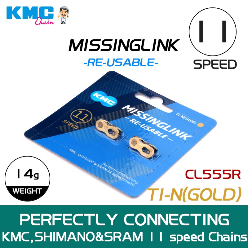 2 Pairs KMC Chain Missing Link 6/7/8/9/10/11 Speed Silver Gold Color Reusable Chain Magic Clasp Bicycle Chain Repair Parts: 11s gold