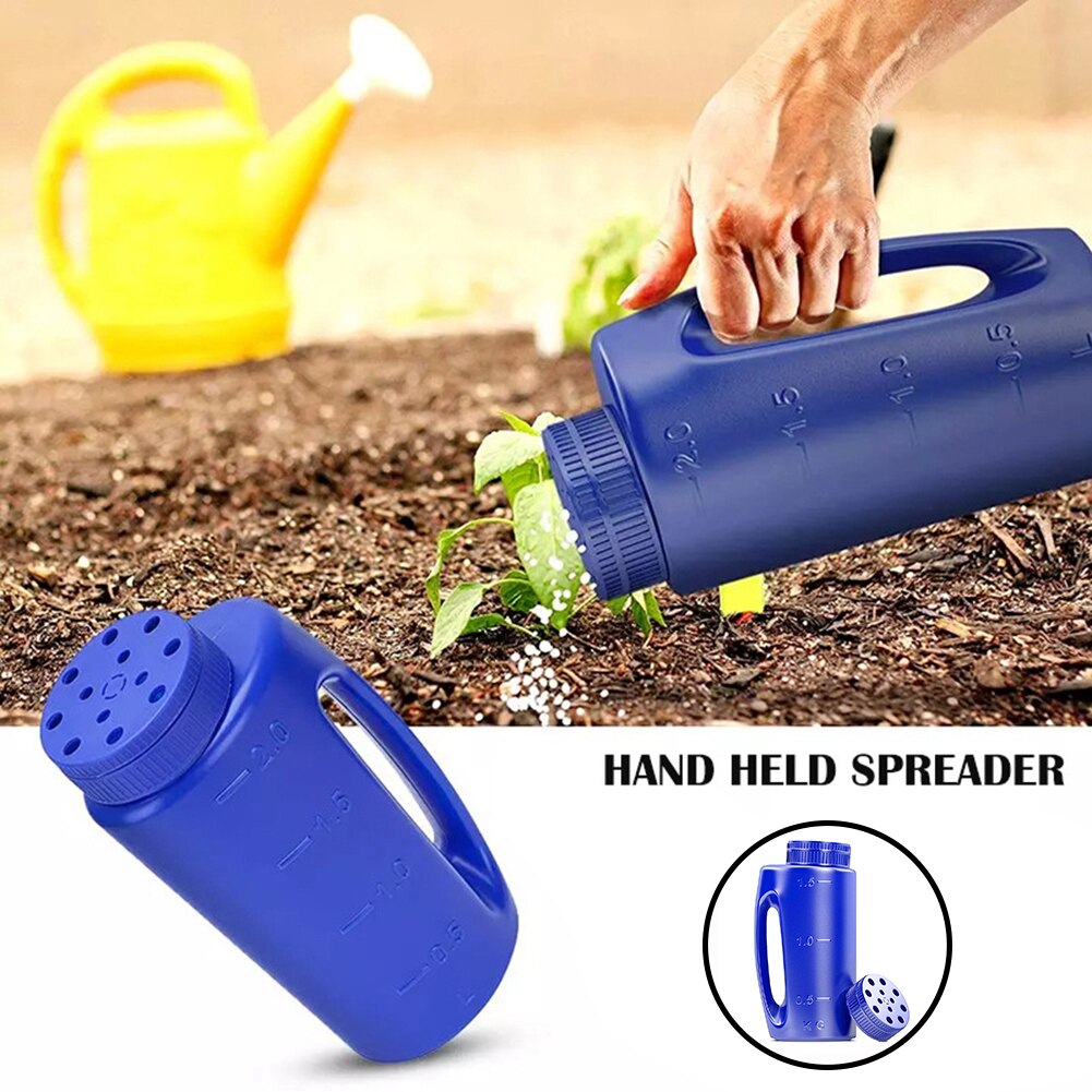 2L Handheld Spreader Adjustable Hole Size Lawn Fertilizer For Seed Salt Fertilizer Pot Fertilizer Bottle Watering Sprinkler