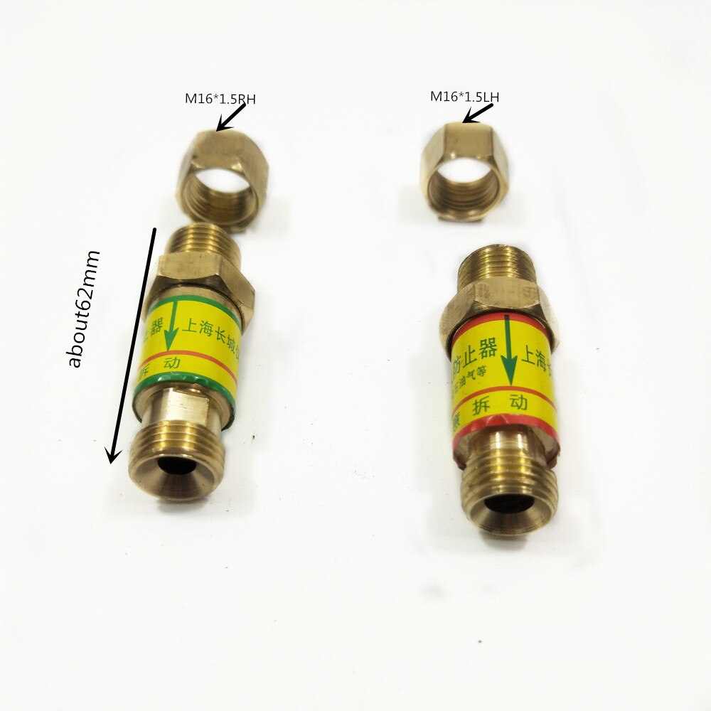 1 par tilbageslagsventil flammeomskifter  m16*1.5 type hf -2 til trykregulatormontering af gassvejsning