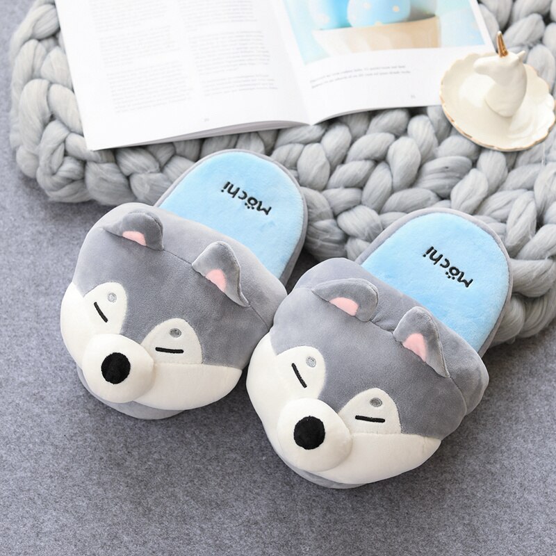 Sans lacet pantoufles pour femmes, chaussures chaudes Husky, pantoufles pour femmes, chaussures d'hiver, plates, pantoufles pour animaux, de noël