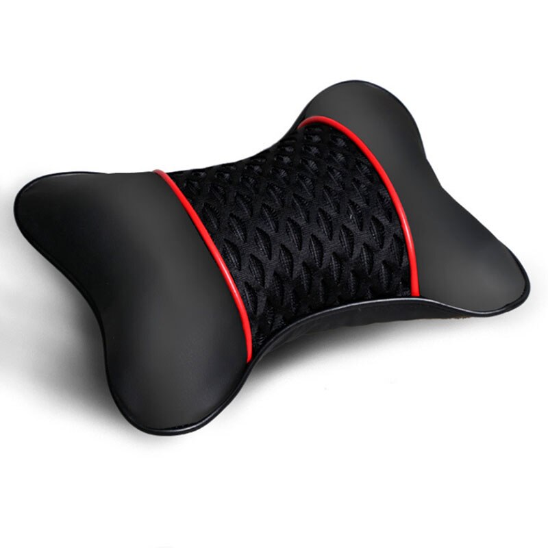 3D Pu Leather Headrest 2Pcs Black Red Car Seat Head Neck Rest Cushion Pad 3D Headrest Pillow Car Interior Decoration