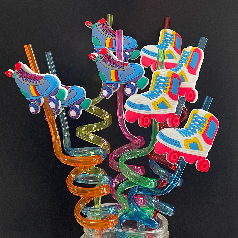 Roller Skate Party Straw Decorations 80s Theme Birthday Decoration Roller Skating Party Supplies 90s Accessories Straw
