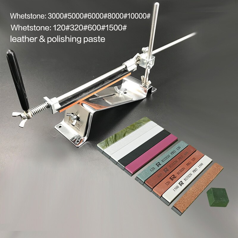 RUIXIN Kitchen Knife Sharpener Whetstone Updated Multifunction Fixed Angle Sharpening System Apex Edge Honing Tools: 4y 5P pg