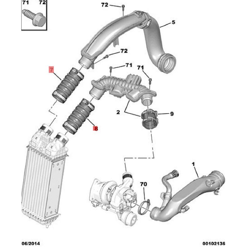 til peugeot 308cc /sw 408 3008 1.6t turbolader luftinntaksslange 1440 n 5 biltilbehør 9687511280 luftslange til citroen  c4 rcz