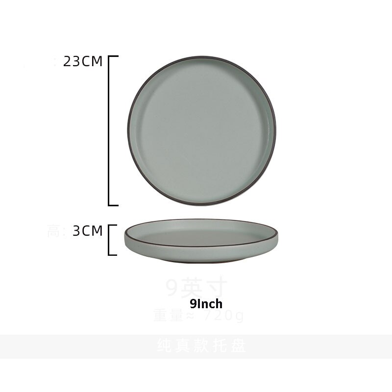 Platos de cerámica PARA CENA, bandeja de comida occidental para carne, plato plano grueso de borde recto para ensalada, Pasta, vajilla de cocina: 9Inch Flat Tray1