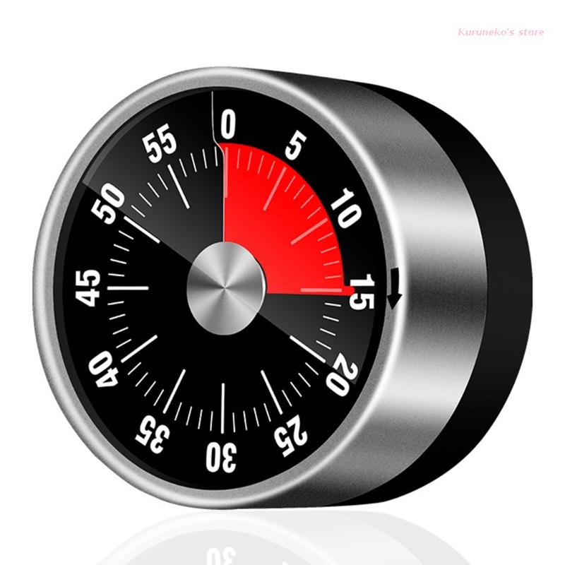 HX6D Stainless Steel Visual Timer Mechanical Kitchen Timer 60-Minutes Alarm Cooking Timer with Loud Alarm Magnetic Clock: black