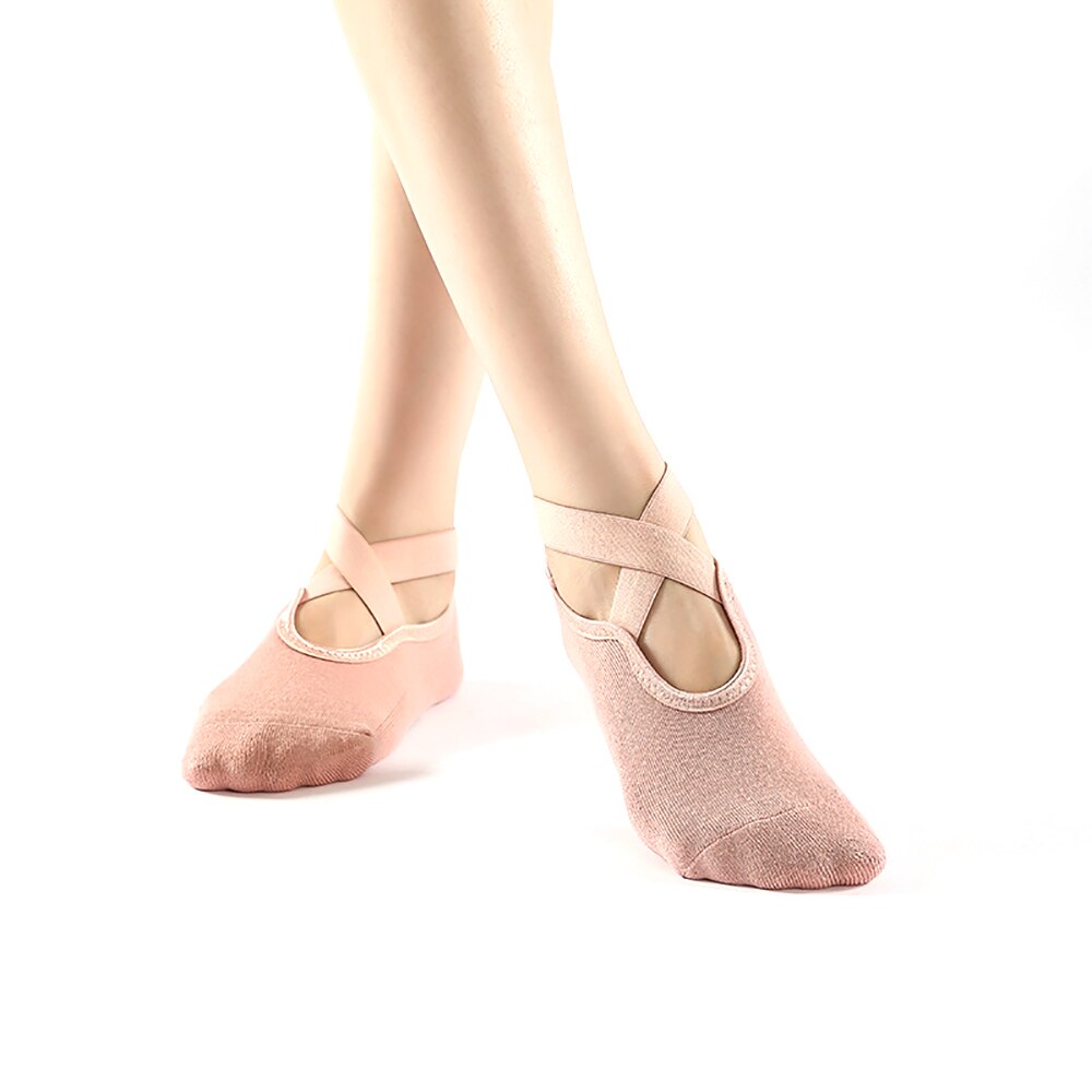 1 paar yoga-socken für damen, gekreuzt, dick bedruckt, atmungsaktiv, rutschfest, fingersocken, geeignet für indoor-fitness, pilates, sport und andere aktivitäten: Rosa
