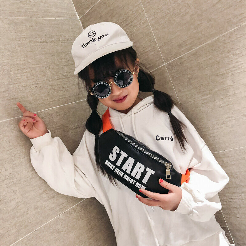 Menina legal preto saco da cintura fanny pacote brilhante começar rhigt aqui rhigt agora carta plutônio bolsa no peito cinto garoto menino telefone bolsa de viagem