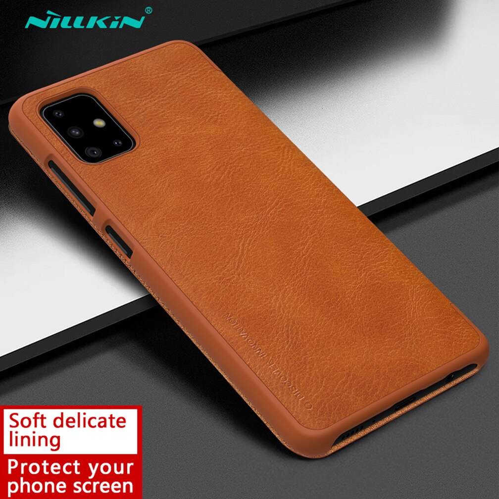 Für Samsung Galaxy A51 telefon fall Nillkin Qin Serie Flip Leder Fall Für Samsung A51 Luxus Brieftasche Abdeckung: Brown