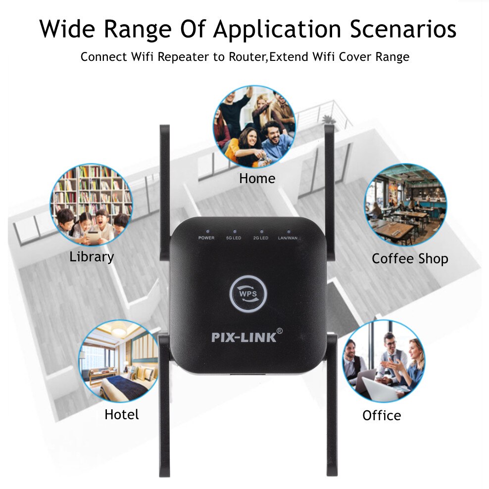 INIOICZMT LV-AC24 Drahtlose 2,4G/5Ghz WiFi Verstärker Verlängerung 1200Mbps Wi-Fi Verstärker 802,11 N Lange Palette AP WI FI Signal Booster