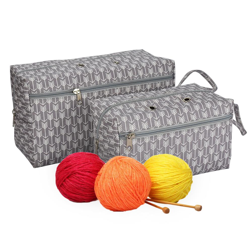 Multi-style woven tote bag yarn storage bag for thread wool yarn crochet, knitting needles and sewing accessories
