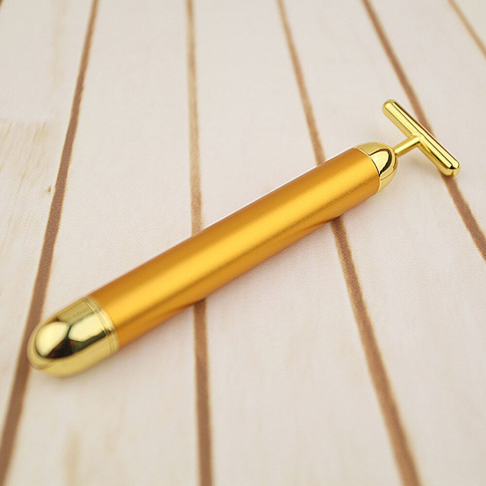 24k Gold Vibration Face Roller Massager Facial Slimming Beauty Bar Pulse Firming Lift Skin Tightening Wrinkle Stick