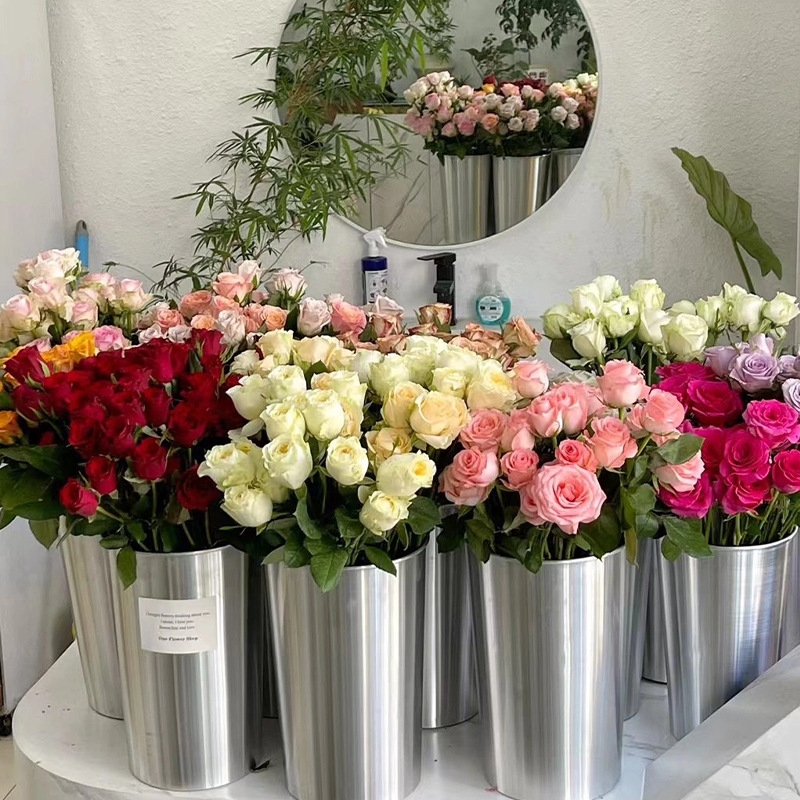 Joywood Aluminium Eimer Metall Eimer modische hoch-Ende-Blumen fass Blumen kunst Blume Erwachen Eimer Dekoration