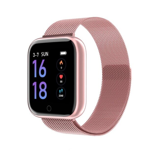Women Waterproof Smart Watch P70 P68 Plus Bluetooth Smartwatch For Apple IPhone Xiaomi Heart Rate Monitor Fitness Tracker: Steel Pink