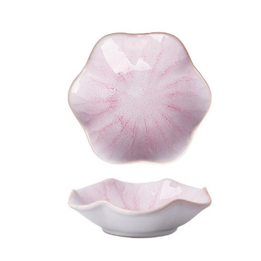 Plato pequeño de cerámica con forma de flor, plato de salsa de estilo europeo original para vinagre, sabor a soja, utensilios de cocina: 3