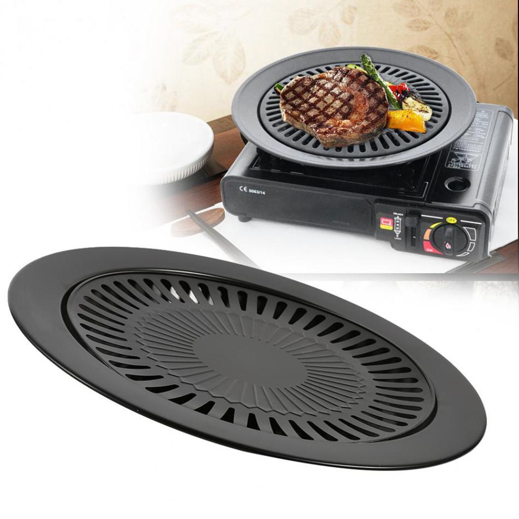 Non-stick Smokeless Barbecue Grill Kitchen Outdoor Barbecue Round Grill Home, As Picture Rack