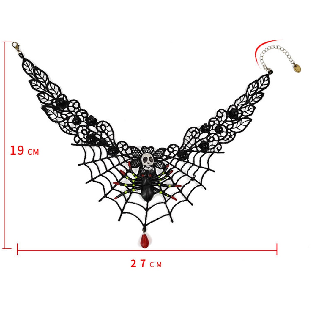 Vrouwen Gothic Chokers Crystal Lace Hals Choker Halloween Party Ketting Spinspinneweb Vintage Verklaring Choker Steampunk Sieraden