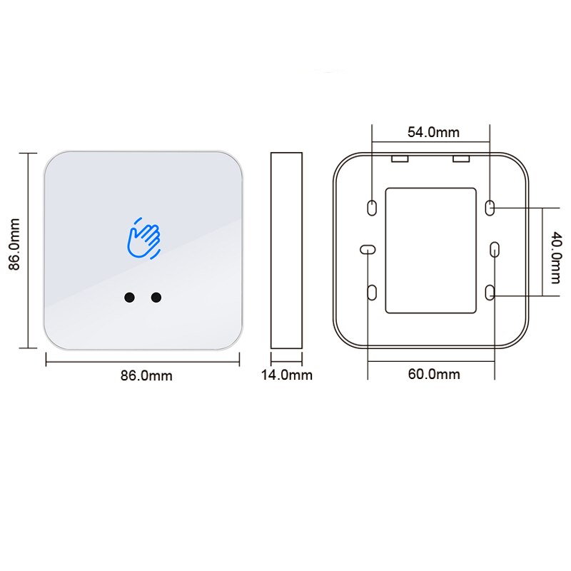 12V 24V Touchless Infrared Sensor Exit Button Door Release Switch Access Control Door Exit Button Time delay Adjustable: XM-T8A-W