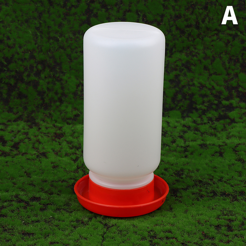 1 stk. fortykket foderautomat og drikkevandsautomat til fjerkræ, automatisk kyllingefugle, kyllingevandingsspand, beholder til fodring: Hvid