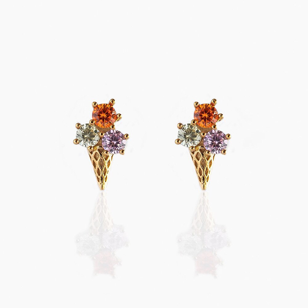 Boucles d'oreilles en plaqué or 18K, 1 paire, , doux, sucette, crème glacée, Helix, Cartilage, Piercing, bijoux, , été