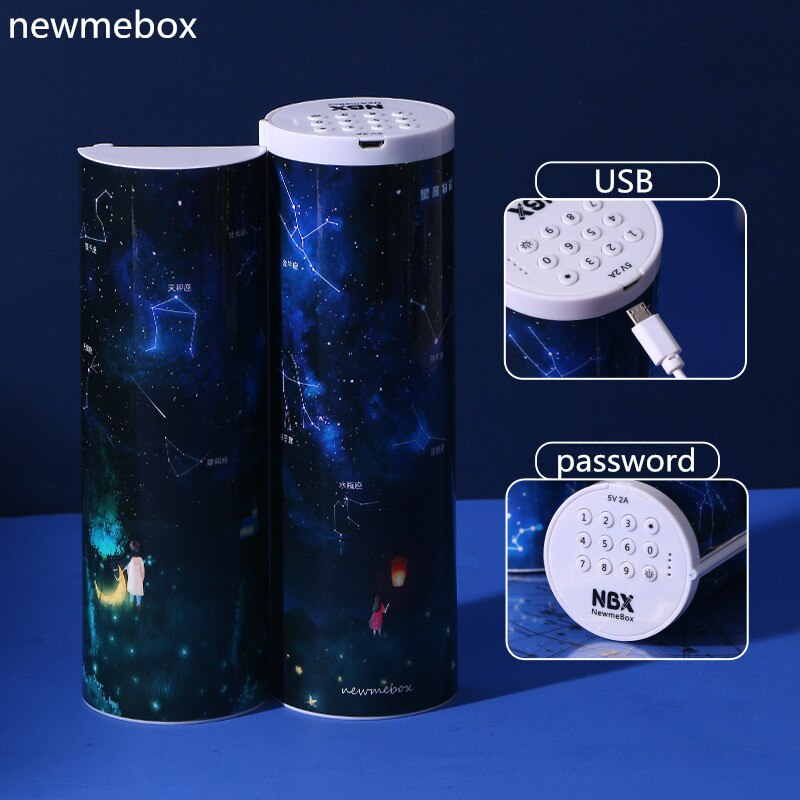 NewmeBox Quicksand translucent pencil case multifunction pencil box Combination lock cute pencil case with calculator pencilcase: 9