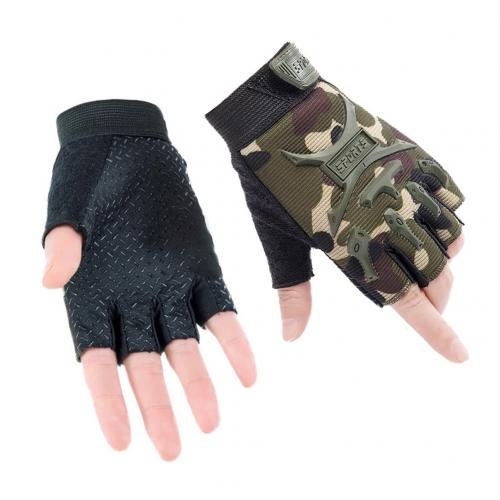 Crianças crianças ciclismo metade do dedo luvas de bicicleta alta elastic antiderrapante criança miúdo bicicleta equitação equipamento de camuflagem ao ar livre: Camouflage