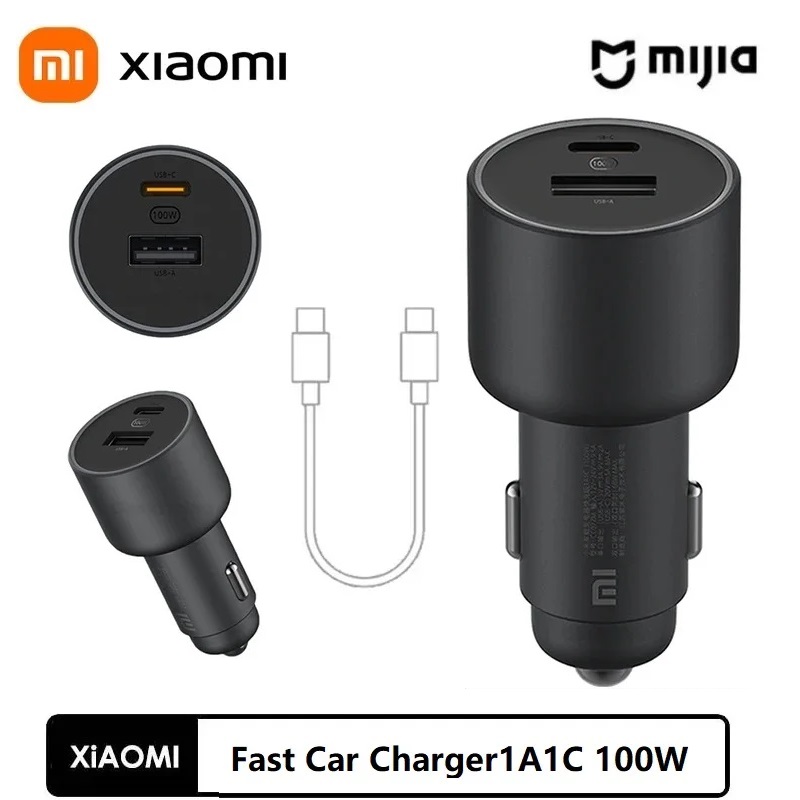 NEUE Original Xiaomi Auto Ladegerät 100W Dual USB Typ-C Ladung Drahtlose Mi Auto Ladegerät 100W USB-A USB-C Dual Ausgang LED Power