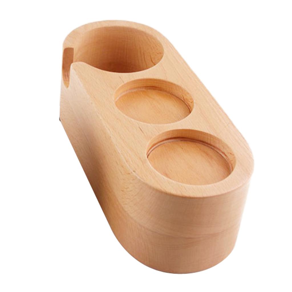 Coffee Temper Stand, Sturdy Wooden Tamping Stand for Coffee Machine Coffee Tamper BaseAnti-slip Hand Coffee Tampers Accessories: Three holes