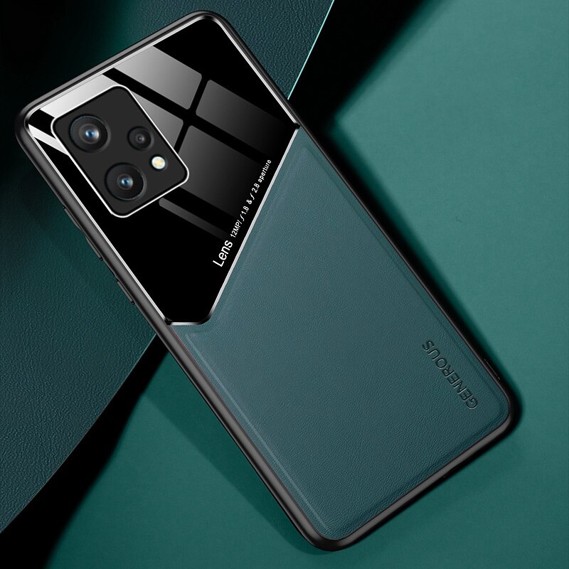Realme9Pro+ Case Leather Car Magnetic Holder Phone Covers For OPPO Realme 9i 9 Pro Plus Pro+ 5G TPU Soft Frame Shockproof Coque: for Realme9 Pro Plus / green