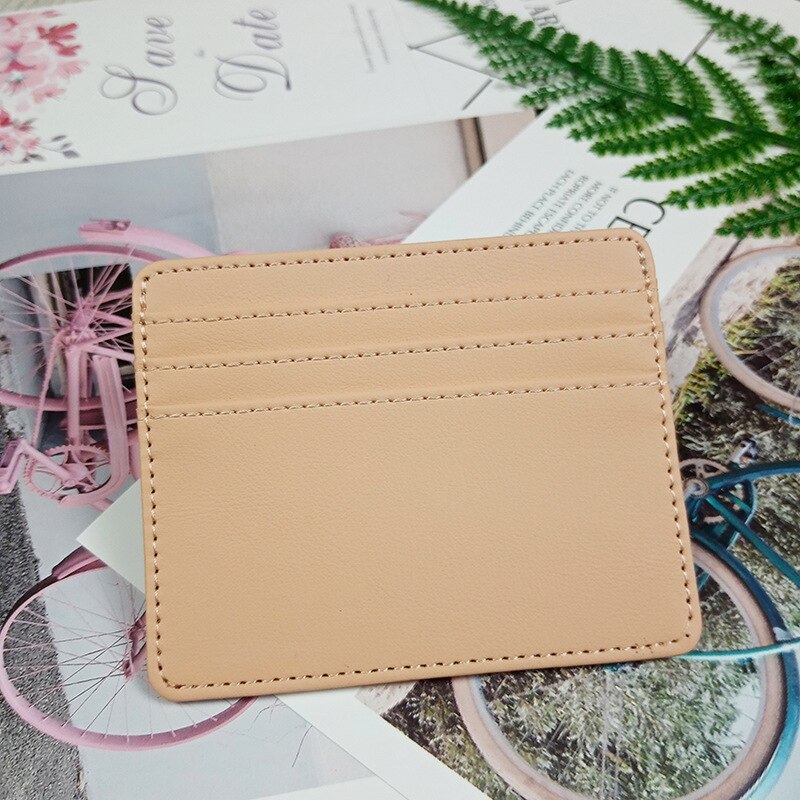1 PC ultra-thin PU card holder mini simple credit card ID card holder men and women business card holder bag: brown