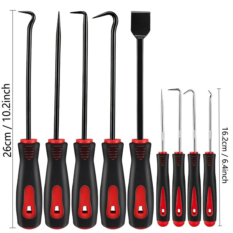 Juego de 9 piezas de removedor de juntas tóricas de sello de aceite, herramientas manuales, extractor de gancho de selección de coche, limpieza de piedra de neumáticos, herramientas de mantenimiento automotriz