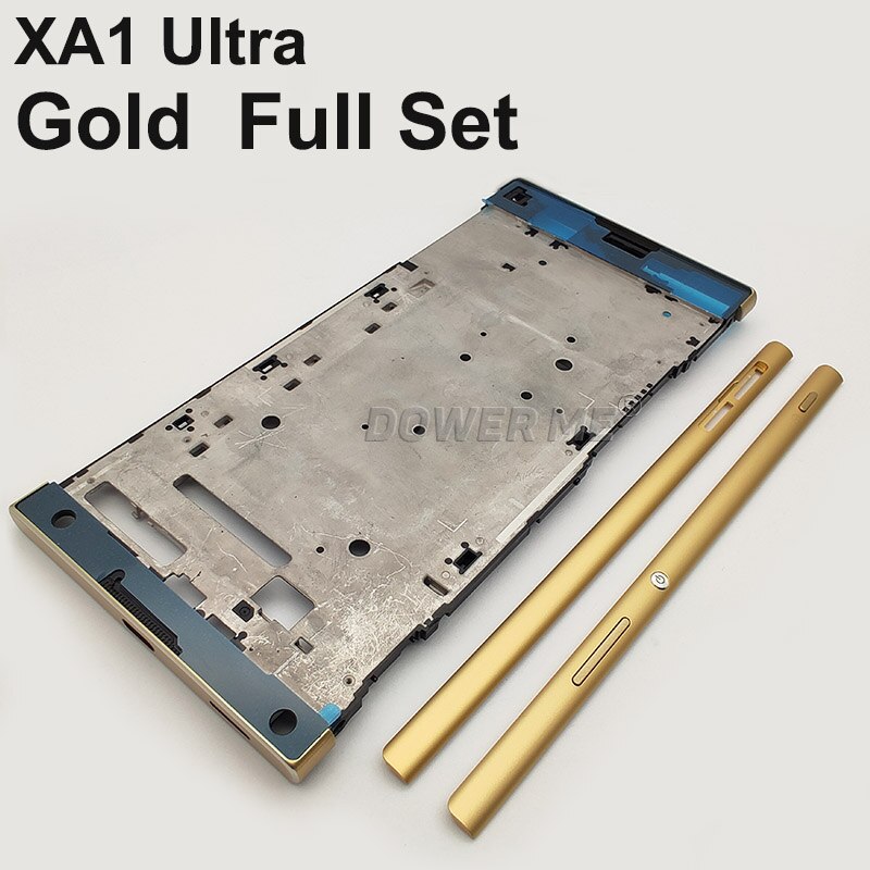 Dower Me Midden Frame Chassis Bezel Met Metal Side Deel En Bottons Lijm Voor Sony Xperia XA1 Ultra G3221 G3212 g3226 XA1U: Full Set  Gold