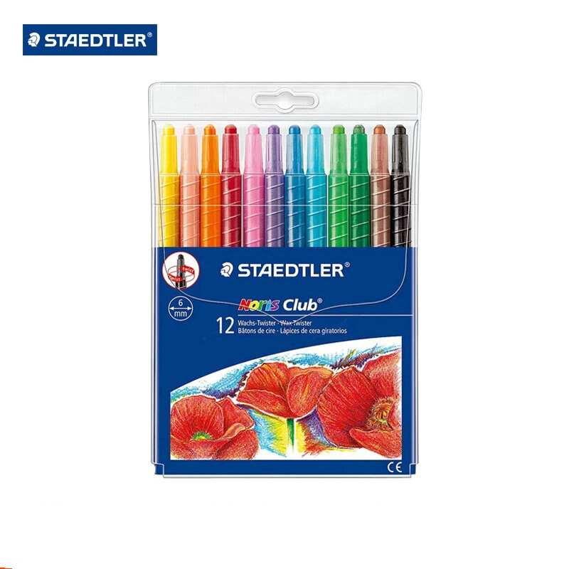 Staedtler noris club 221 nwp12 12 cores cera cera twister profissional desenho cera lápis de cera material da arte do escritório escola